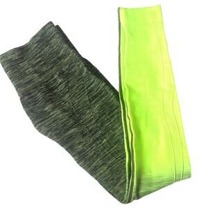 Itzon Gray Green Neon Heathered Ombré Leggings Small